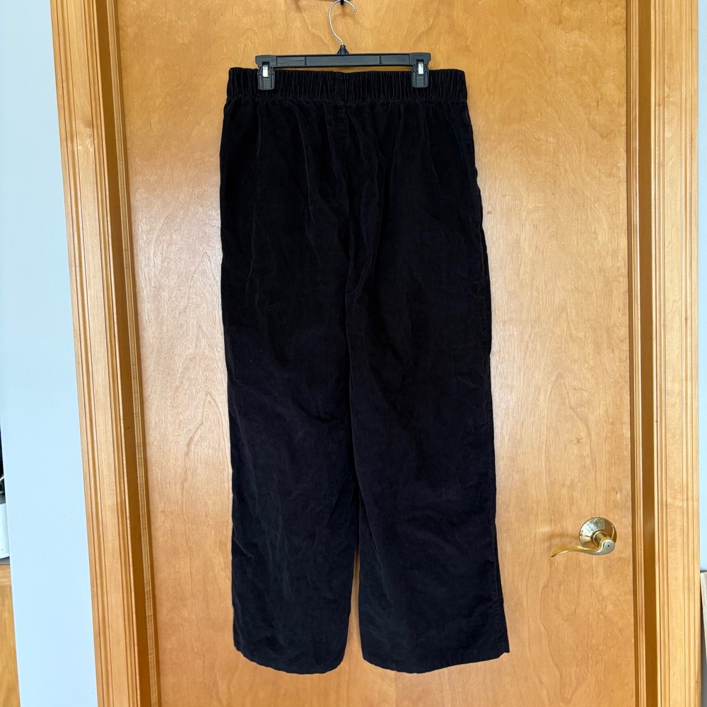 Pact Corduroy Pants Women Large Black‎ Organic Cotton Wide Leg Elastic Waist - Picture 2 of 12